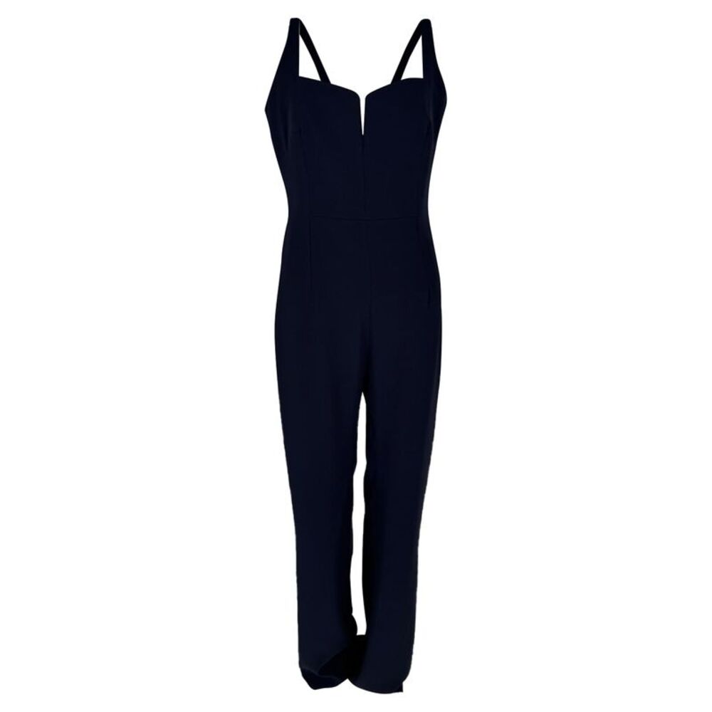 Galvan London Signature Corset Jumpsuit in Navy Blue Triacetate